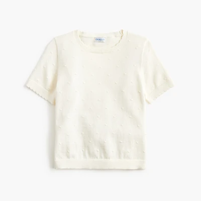 Girls' short-sleeve polka-dot textured sweater