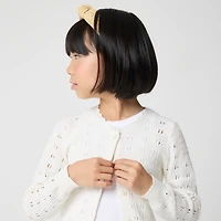 Girls' pointelle cardigan sweater