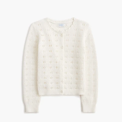 Girls' pointelle cardigan sweater