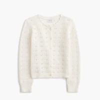 Girls' pointelle cardigan sweater