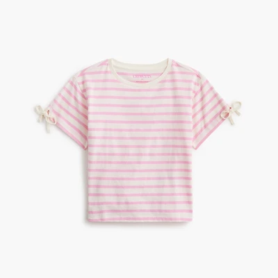 Girls' striped bow-sleeve tee