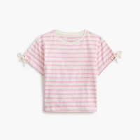 Girls' striped bow-sleeve tee