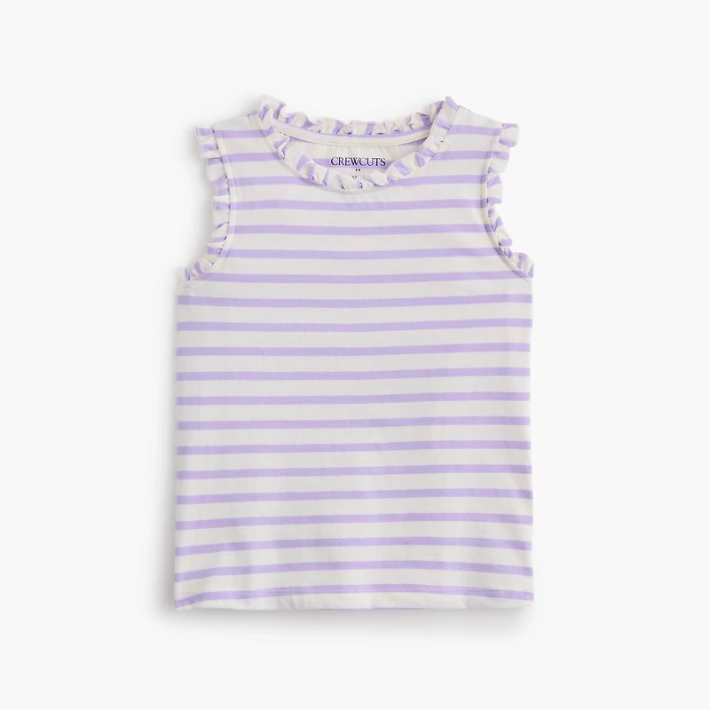 Girls' striped jersey ruffle-trim tank top