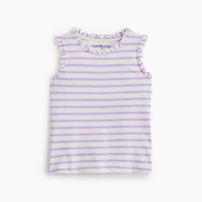 Girls' striped jersey ruffle-trim tank top