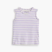 Girls' striped jersey ruffle-trim tank top