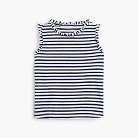 Girls' striped jersey ruffle-trim tank top