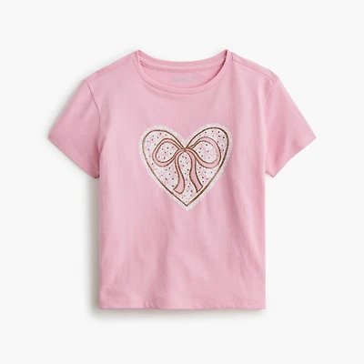 Girls' lace heart and bow graphic tee