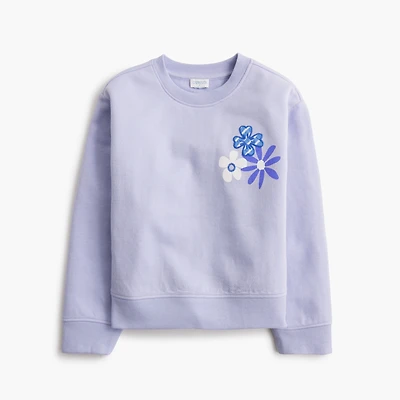 Girls' flower-appliqué sweatshirt