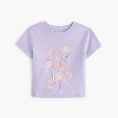 Girls' seashells and bows graphic tee