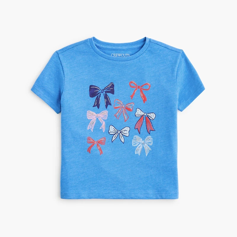 Girls' red, white and blue bows graphic tee