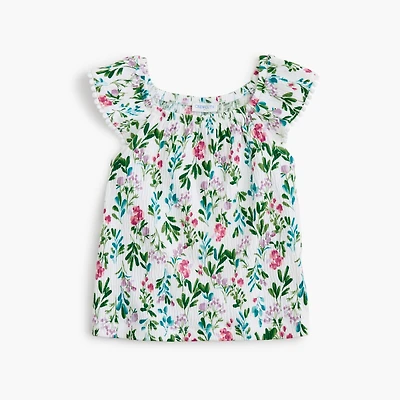Girls' floral crinkle-knit tank top