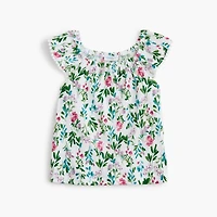 Girls' floral crinkle-knit tank top