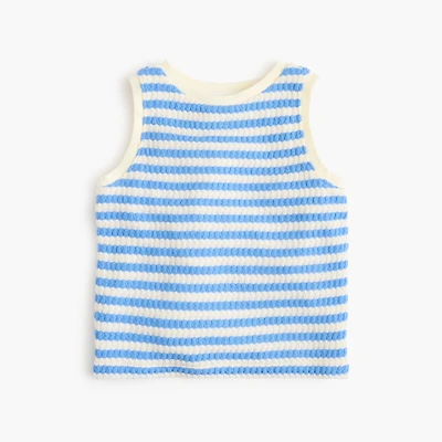 Girls' striped crochet-knit tank top