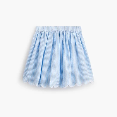 Girls' scallop-hem seersucker skirt