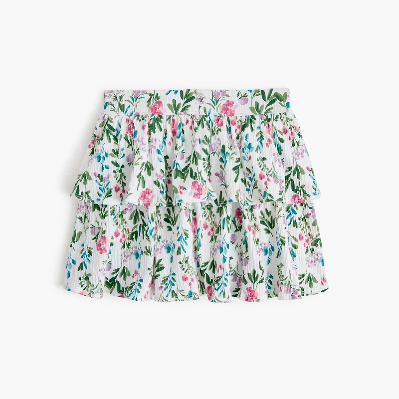 Girls' floral crinkle-knit short