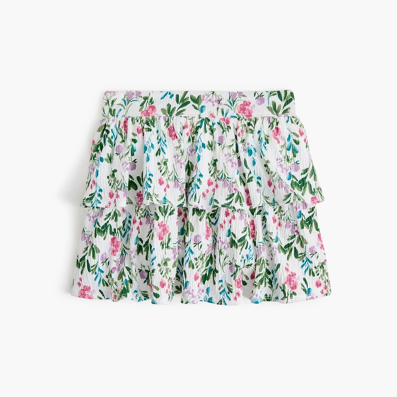 Girls' floral crinkle-knit short