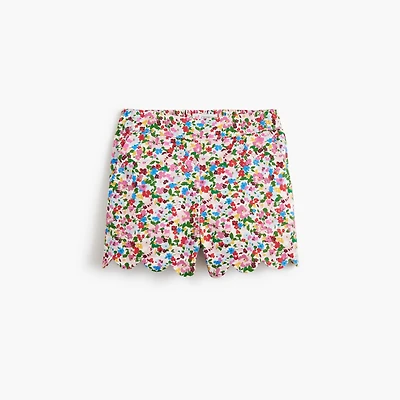 Girls' scallop-hem floral garden short