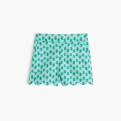 Girls' block-print scallop-hem short