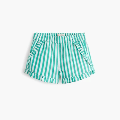 Girls' striped poplin short