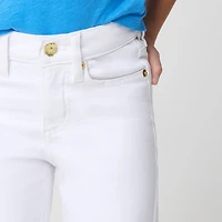 Girls' garment-dyed flower button wide-leg jean