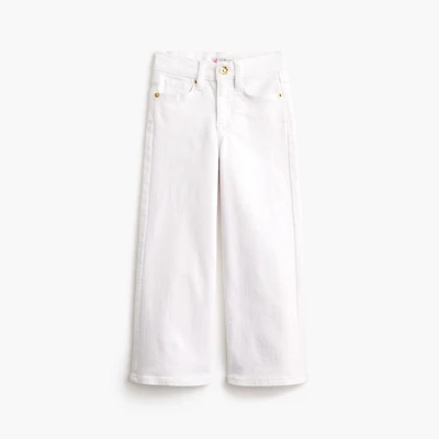 Girls' garment-dyed flower button wide-leg jean