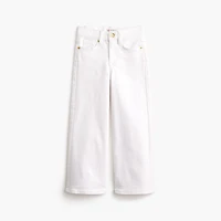 Girls' garment-dyed flower button wide-leg jean