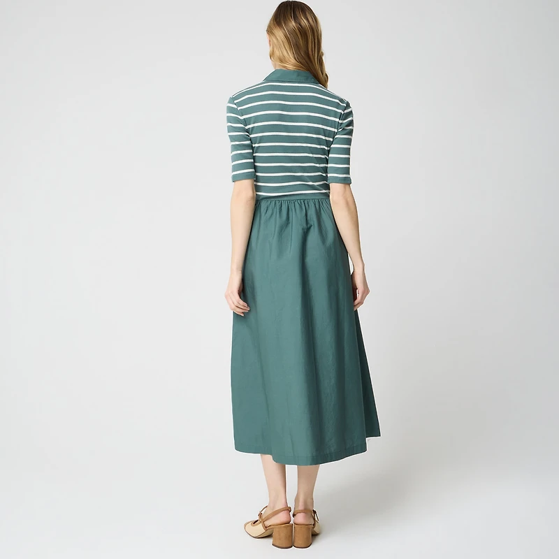 Striped collared knit dress