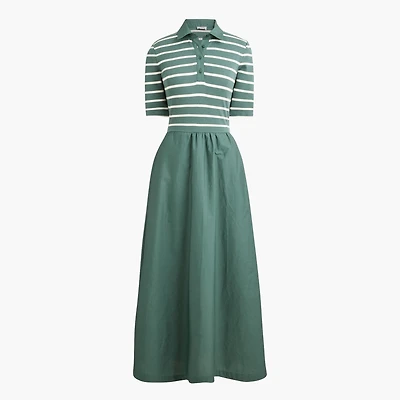 Striped collared knit dress