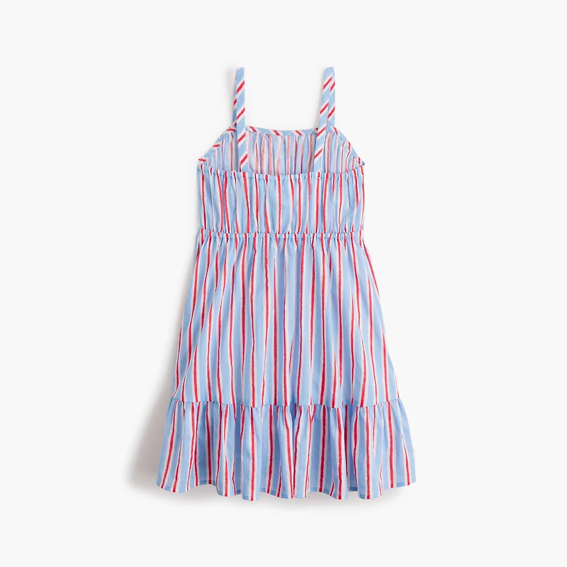 Girls' striped rickrack beach dress