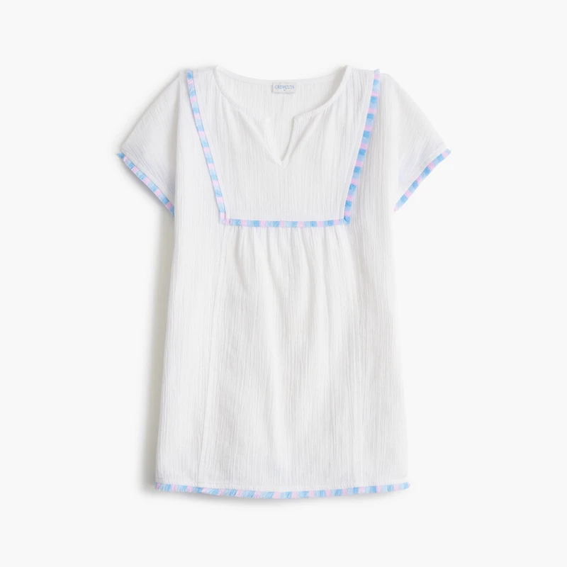 Girls' trimmed gauze beach dress