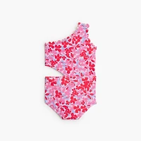 Girls' floral scalloped one-piece swimsuit
