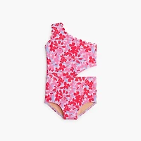 Girls' floral scalloped one-piece swimsuit