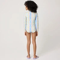 Girls' tie-dyed rash guard swimsuit