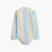 Girls' tie-dyed rash guard swimsuit