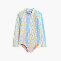 Girls' tie-dyed rash guard swimsuit