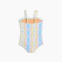 Girls' tie-dyed ruffle one-piece swimsuit