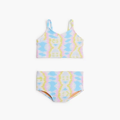 Girls' tie-dyed crossover bikini set