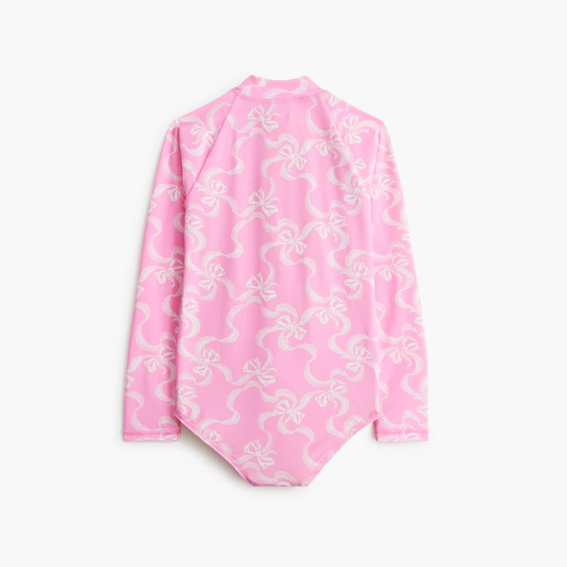 Girls' bow rash guard swimsuit