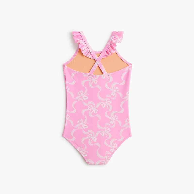 Girls' bow cross-back one-piece swimsuit