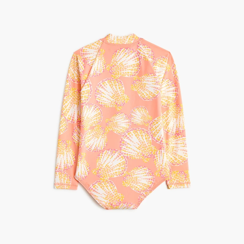 Girls' seashell rash guard swimsuit