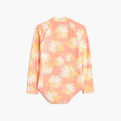 Girls' seashell rash guard swimsuit