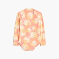 Girls' seashell rash guard swimsuit
