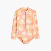 Girls' seashell rash guard swimsuit