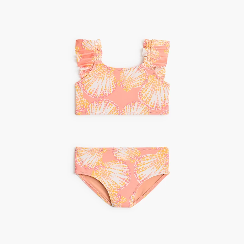 Girls' seashell ruffle two-piece bikini set