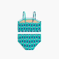 Girls' smocked block-print two-piece bikini set