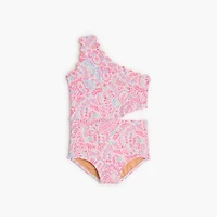 Girls' scalloped one-piece swimsuit