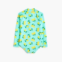 Girls' lemon rash guard swimsuit