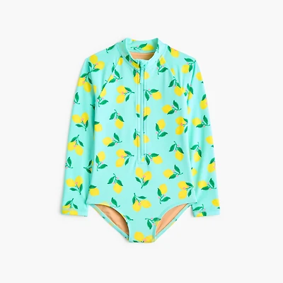 Girls' lemon rash guard swimsuit