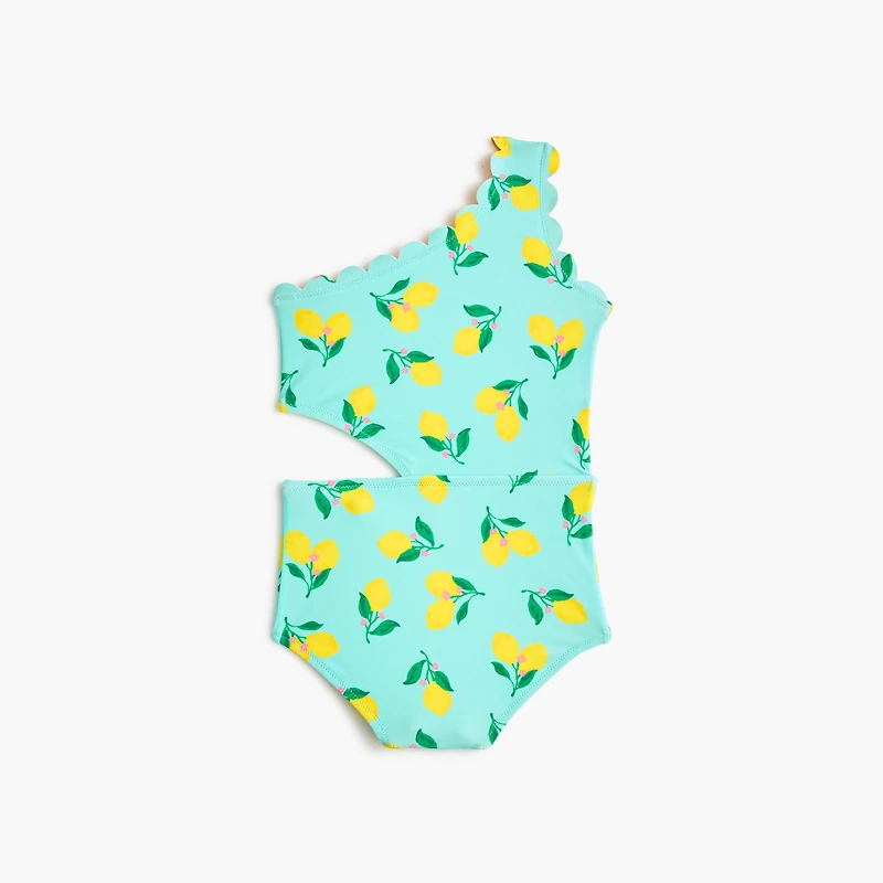 Girls' lemon scalloped one-piece swimsuit