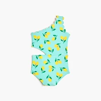 Girls' lemon scalloped one-piece swimsuit